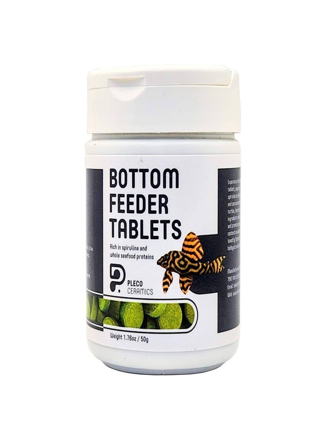 Plecoceramics أقراص Plecoceramics Bottom Feeder، غذاء عالمي لأسماك الزينة، والسلاحف، والأسماك الذهبية، وسمك السلور - رقائق بروتين سبيرولينا (50 غرام) - Image 1